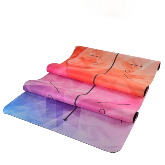 Full Color Natural Rubber Suede Yoga Mats Custom Design Printed